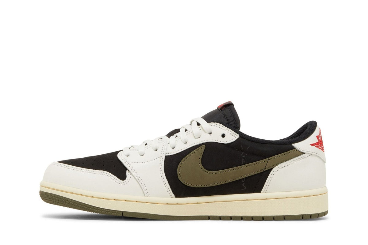 Tênis Travis Scott x Nike Air Jordan 1 Retro Low OG SP Olive Branco