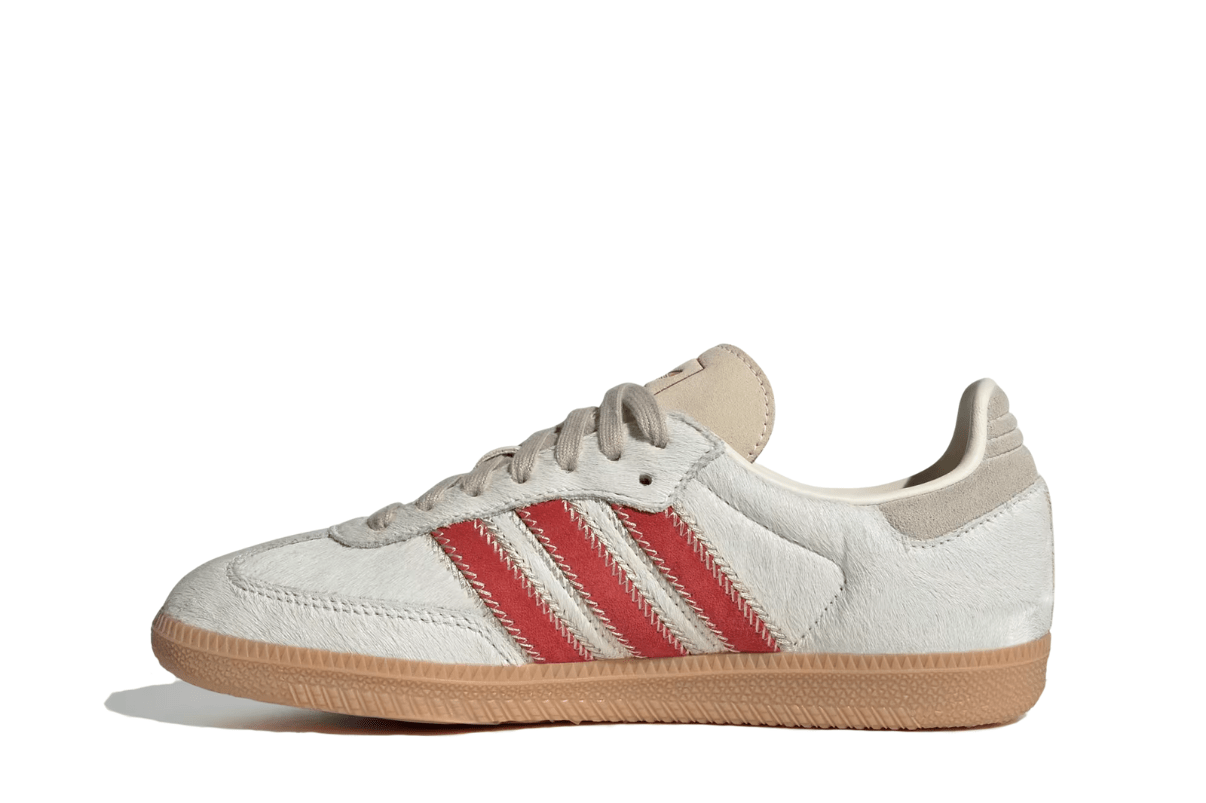 Tênis Adidas Samba OG Pony Hair Wonder Beige Better Scarlet Branco