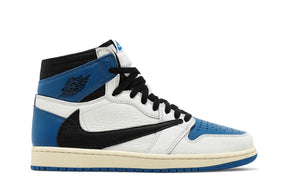 Tênis Air Jordan 1 Retro High Fragment Design x Travis Scott Couro Branco Azul