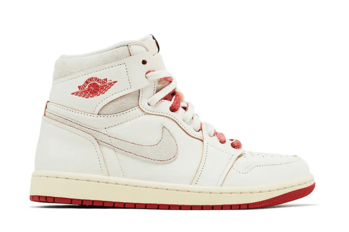 Tênis Air Jordan 1 Retro High Rare Air Sail Cinnabar Bege