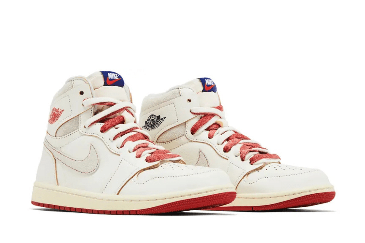 Tênis Air Jordan 1 Retro High Rare Air Sail Cinnabar Bege