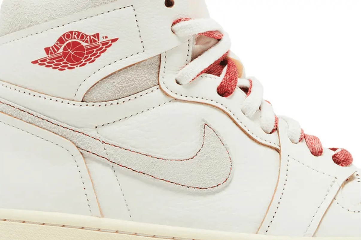 Tênis Air Jordan 1 Retro High Rare Air Sail Cinnabar Bege