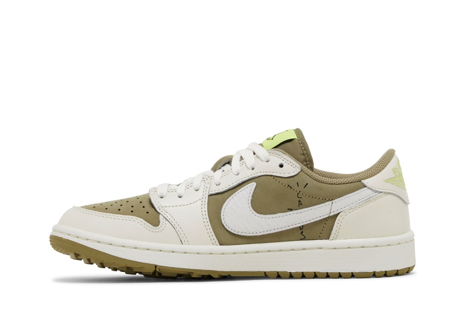 Tênis Travis Scott x Air Jordan 1 Low Golf Neutral Olive Verde